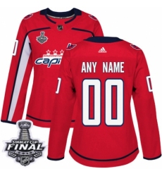 Women's Adidas Washington Capitals Customized Premier Red Home 2018 Stanley Cup Final NHL Jersey