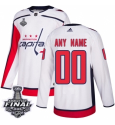 Youth Adidas Washington Capitals Customized Premier White Away 2018 Stanley Cup Final NHL Jersey