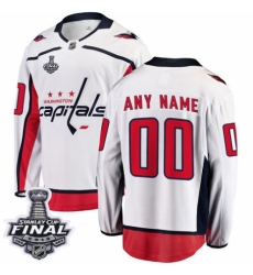 Youth Washington Capitals Customized Fanatics Branded White Away Breakaway 2018 Stanley Cup Final NHL Jersey