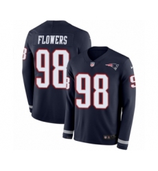 Men's Nike New England Patriots #98 Trey Flowers Limited Navy Blue Therma Long Sleeve NFL Jersey