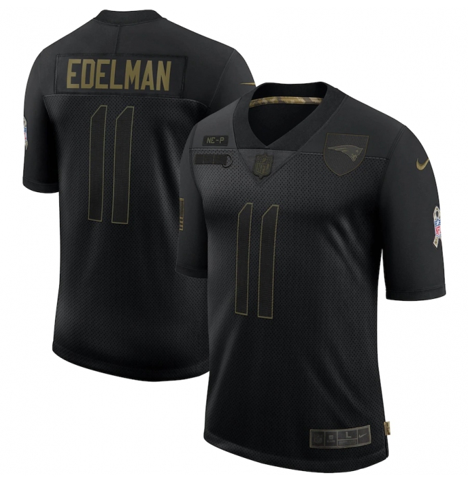 Men's New England Patriots #11 Julian Edelman Black Nike 2020 Salute To Service Limited Jersey