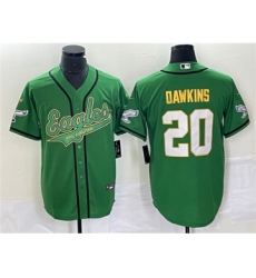 Men's Nike Philadelphia Eagles #20 Brian Dawkins Green Gold Cool Base Baseball Stitched Jersey