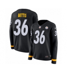 Women's Nike Pittsburgh Steelers #36 Jerome Bettis Limited Black Therma Long Sleeve NFL Jersey