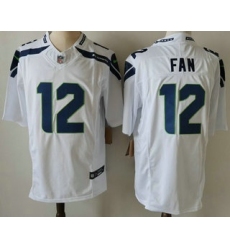 Men's Seattle Seahawks #12 Fan Limited FUSE White Vapor Jersey