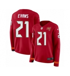 Women's Nike Tampa Bay Buccaneers #21 Justin Evans Limited Red Therma Long Sleeve NFL Jersey