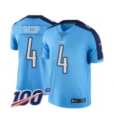 Youth Tennessee Titans #4 Ryan Succop Limited Light Blue Rush Vapor Untouchable 100th Season Football Jersey