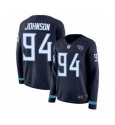 Women's Nike Tennessee Titans #94 Austin Johnson Limited Navy Blue Therma Long Sleeve NFL Jersey