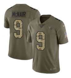 Youth Nike Tennessee Titans #9 Steve McNair Limited Olive/Camo 2017 Salute to Service NFL Jersey