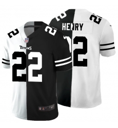 Men's Tennessee Titans #22 Derrick Henry Black White Limited Split Fashion Football Jersey