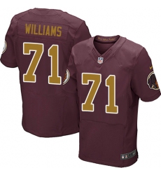 Men's Nike Washington Redskins #71 Trent Williams Elite Burgundy Red/Gold Number Alternate 80TH Anniversary NFL Jersey