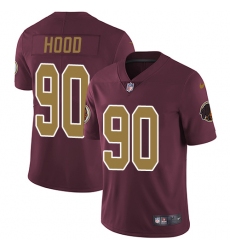 Youth Nike Washington Redskins #90 Ziggy Hood Elite Burgundy Red/Gold Number Alternate 80TH Anniversary NFL Jersey