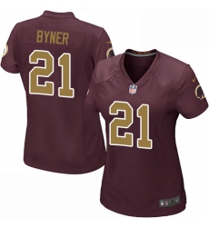 Women's Nike Washington Redskins #21 Earnest Byner Game Burgundy Red/Gold Number Alternate 80TH Anniversary NFL Jersey