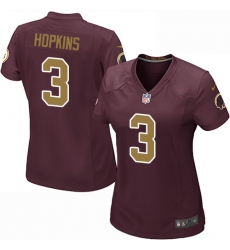 Women's Nike Washington Redskins #3 Dustin Hopkins Game Burgundy Red/Gold Number Alternate 80TH Anniversary NFL Jersey