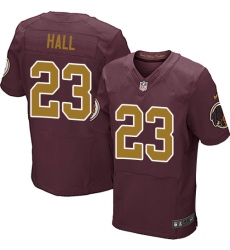 Men's Nike Washington Redskins #23 DeAngelo Hall Elite Burgundy Red/Gold Number Alternate 80TH Anniversary NFL Jersey