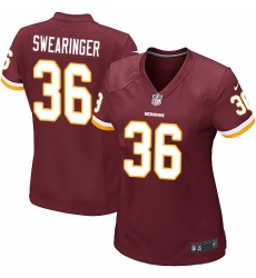 Women's Nike Washington Redskins #36 D.J. Swearinger Game Burgundy Red Team Color NFL Jersey