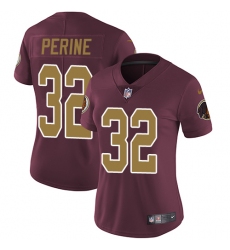 Women's Nike Washington Redskins #32 Samaje Perine Burgundy Red/Gold Number Alternate 80TH Anniversary Vapor Untouchable Limited Player NFL Jersey