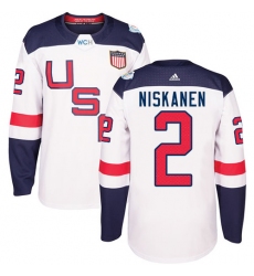 Youth Adidas Team USA #2 Matt Niskanen Premier White Home 2016 World Cup Ice Hockey Jersey