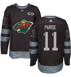 Men's Adidas Minnesota Wild #11 Zach Parise Premier Black 1917-2017 100th Anniversary NHL Jersey