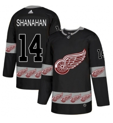 Men's Adidas Detroit Red Wings #14 Brendan Shanahan Authentic Black Team Logo Fashion NHL Jersey