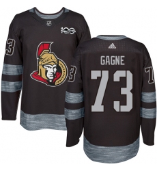 Men's Adidas Ottawa Senators #73 Gabriel Gagne Authentic Black 1917-2017 100th Anniversary NHL Jersey