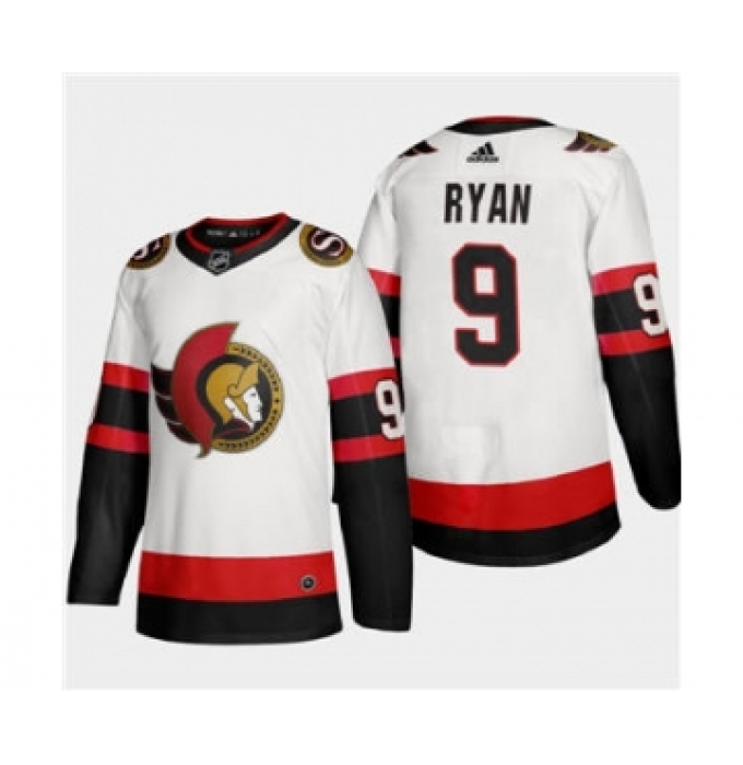 Men's Ottawa Senators #9 Bobby Ryan White 2020-21 Authentic Player Away Stitched Hockey Jersey