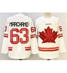 Men's Canada Hockey #63 Brad Marchand White Stitched Jersey