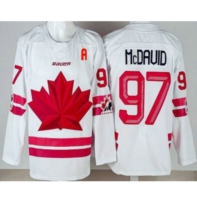 Youth Canada #97 Connor McDavid White 2026 Olympics Authentic Jersey