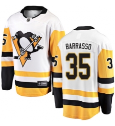 Men's Pittsburgh Penguins #35 Tom Barrasso Fanatics Branded White Away Breakaway NHL Jersey