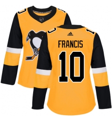 Women's Adidas Pittsburgh Penguins #10 Ron Francis Authentic Gold Alternate NHL Jersey