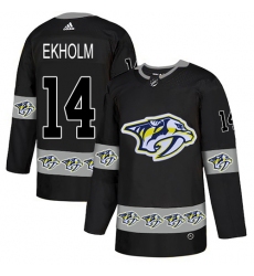 Men's Adidas Nashville Predators #14 Mattias Ekholm Authentic Black Team Logo Fashion NHL Jersey