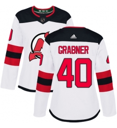 Women's Adidas New Jersey Devils #40 Michael Grabner Authentic White Away NHL Jersey