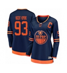 Women's Edmonton Oilers #93 Ryan Nugent-Hopkins Authentic Navy Blue Alternate Fanatics Branded Breakaway Hockey Jersey