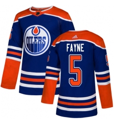 Youth Adidas Edmonton Oilers #5 Mark Fayne Authentic Royal Blue Alternate NHL Jersey