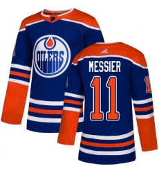 Men's Adidas Edmonton Oilers #11 Mark Messier Premier Royal Blue Alternate NHL Jersey