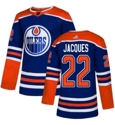Youth Adidas Edmonton Oilers #22 Jean-Francois Jacques Authentic Royal Blue Alternate NHL Jersey