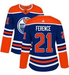 Women's Adidas Edmonton Oilers #21 Andrew Ference Authentic Royal Blue Alternate NHL Jersey