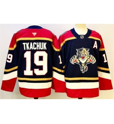 Men's Florida Panthers #19 Matthew Tkachuk Black 2024-25 Home With A Stitched Hockey Jersey