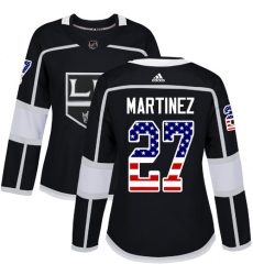 Women's Adidas Los Angeles Kings #27 Alec Martinez Authentic Black USA Flag Fashion NHL Jersey