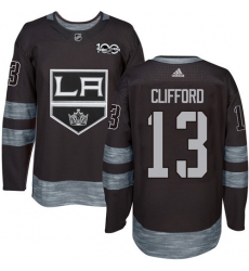 Men's Adidas Los Angeles Kings #13 Kyle Clifford Premier Black 1917-2017 100th Anniversary NHL Jersey