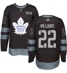 Men's Adidas Toronto Maple Leafs #22 Tiger Williams Authentic Black 1917-2017 100th Anniversary NHL Jersey