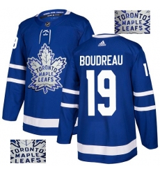 Men's Adidas Toronto Maple Leafs #19 Bruce Boudreau Authentic Royal Blue Fashion Gold NHL Jersey