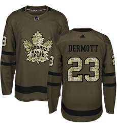 Men's Adidas Toronto Maple Leafs #23 Travis Dermott Authentic Green Salute to Service NHL Jersey