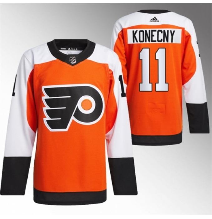Men's Philadelphia Flyers #11 Travis Konecny 2023-24 Orange Stitched Jersey