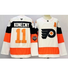 Men's Philadelphia Flyers #11 Travis Konecny White 2024-25 With A Stitched Jersey