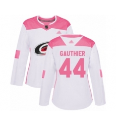 Women's Carolina Hurricanes #44 Julien Gauthier Authentic White Pink Fashion Hockey Jersey
