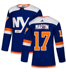 Youth Adidas New York Islanders #17 Matt Martin Premier Blue Alternate NHL Jersey