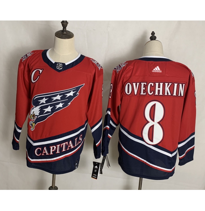 Men's Washington Capitals #8 Alex Ovechkin Red Authentic Classic Stitched Jersey