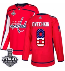 Youth Adidas Washington Capitals #8 Alex Ovechkin Authentic Red USA Flag Fashion 2018 Stanley Cup Final NHL Jersey