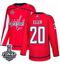 Men's Adidas Washington Capitals #20 Lars Eller Authentic Red Home 2018 Stanley Cup Final NHL Jersey