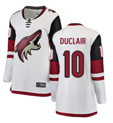 Women's Arizona Coyotes #10 Anthony Duclair Authentic White Away Fanatics Branded Breakaway NHL Jersey